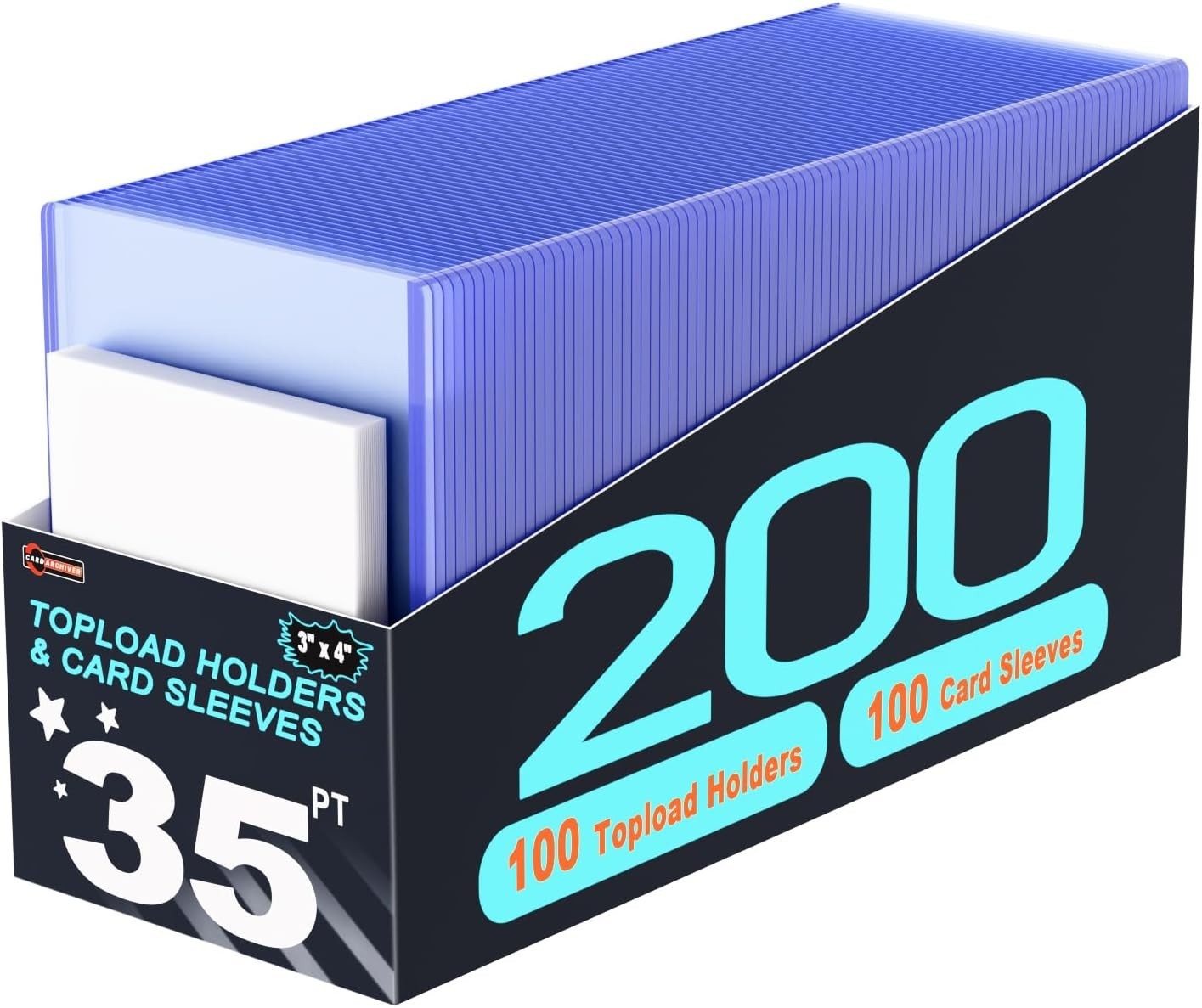 Trading Card Sleeves Hard Plastic Clear Case Holder 200 Baseball Cards Topload!!