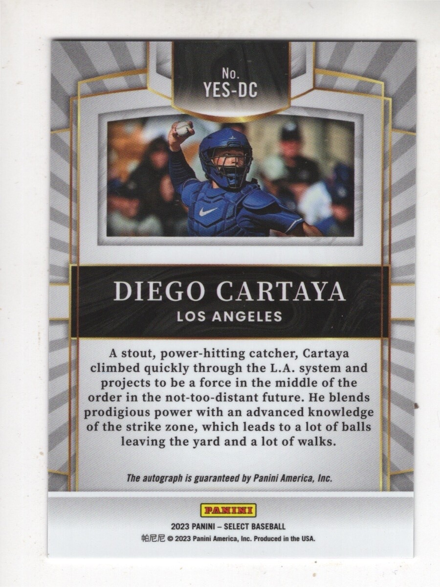 2023 Panini Select Diego Cartaya YES-DC Youth Explosion Autograph