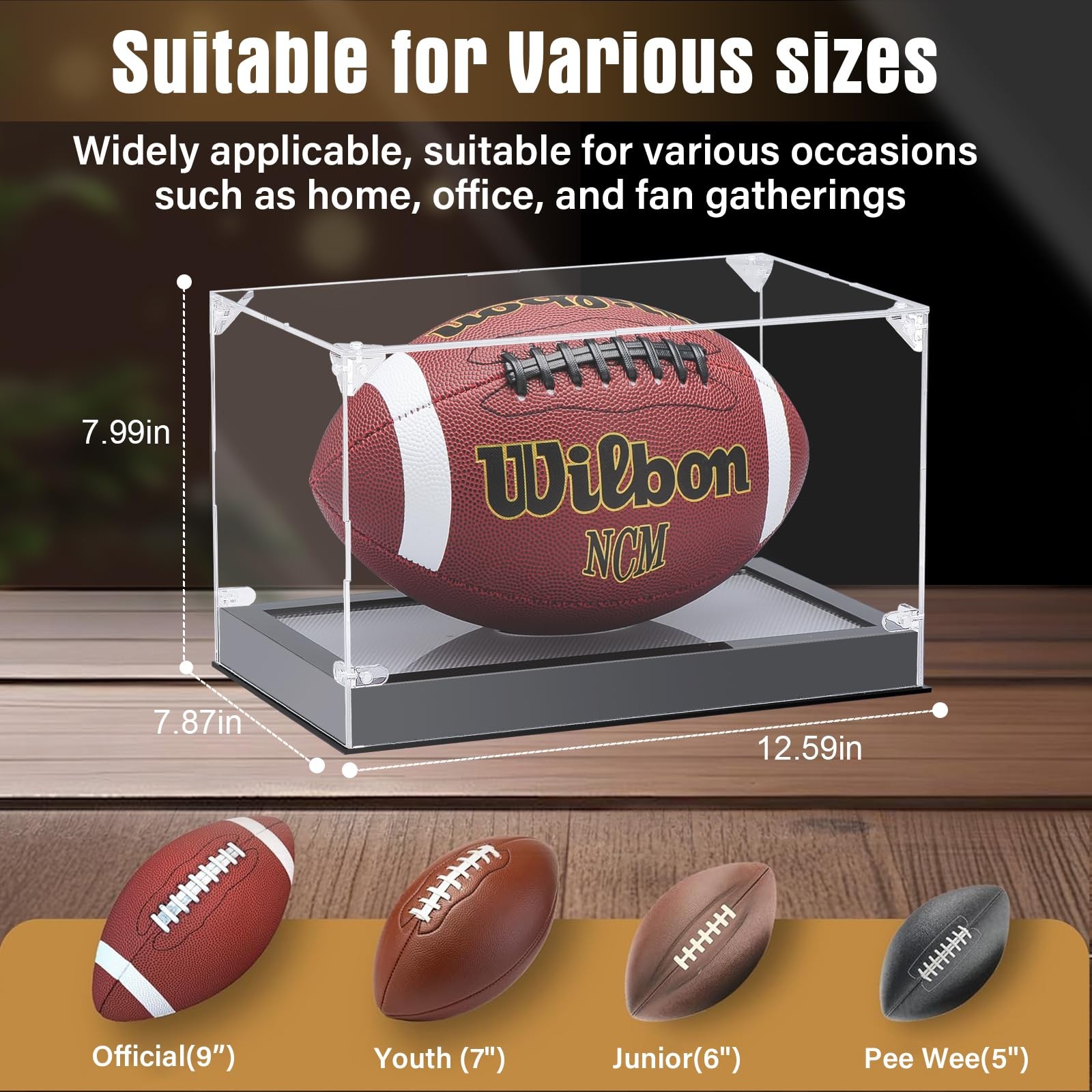Acrylic Football Display Case with Adjustable LED Light,Autographed Football …