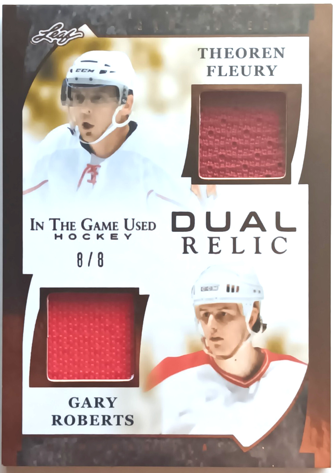 2023 Leaf ITG Used Dual Relic Theoren Fleury / Gary Roberts 8/8 Calgary Flames