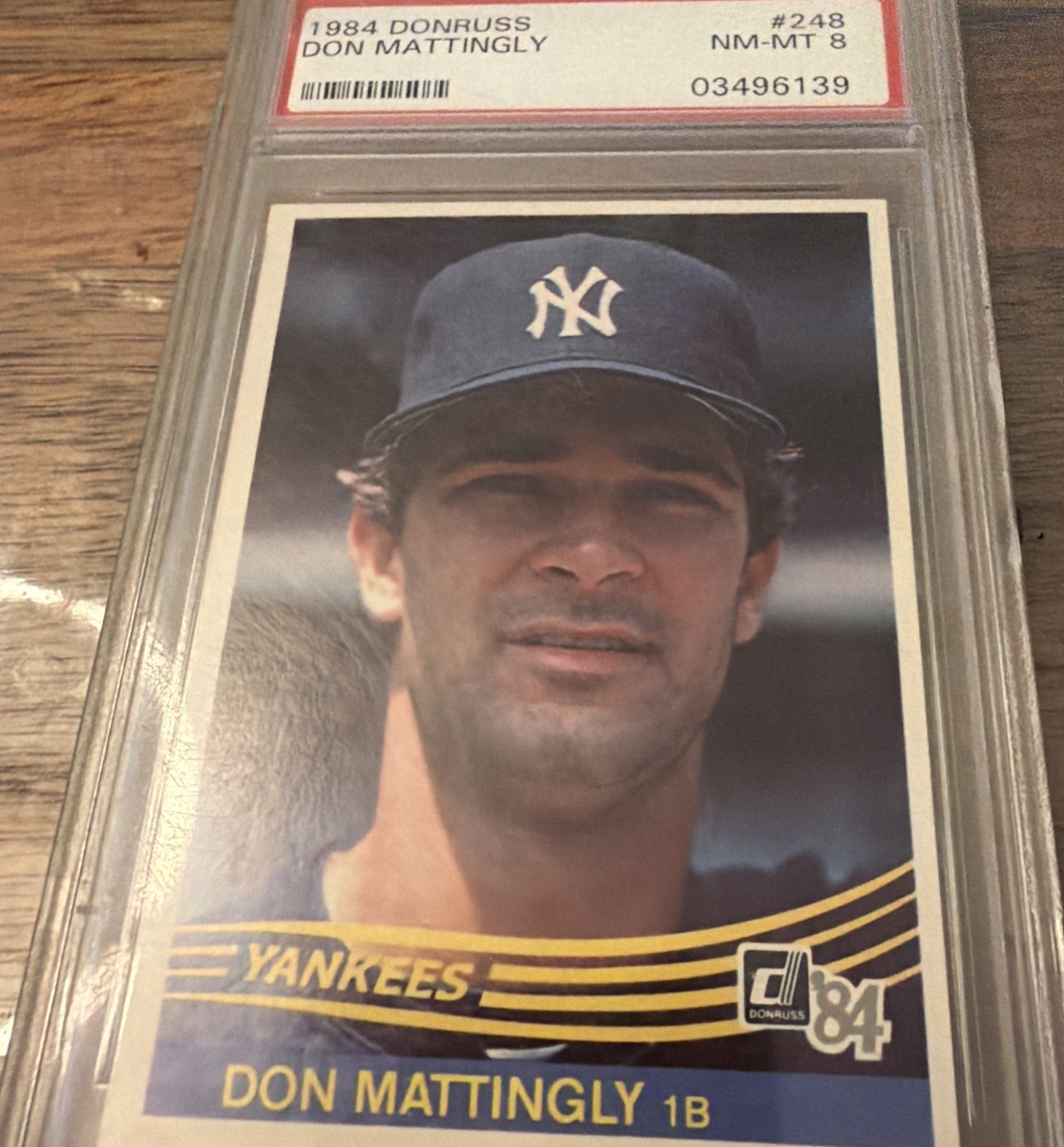 1984 Donruss #248 – DON MATTINGLY RC – ROOKIE – PSA 8 – NEAR MINT