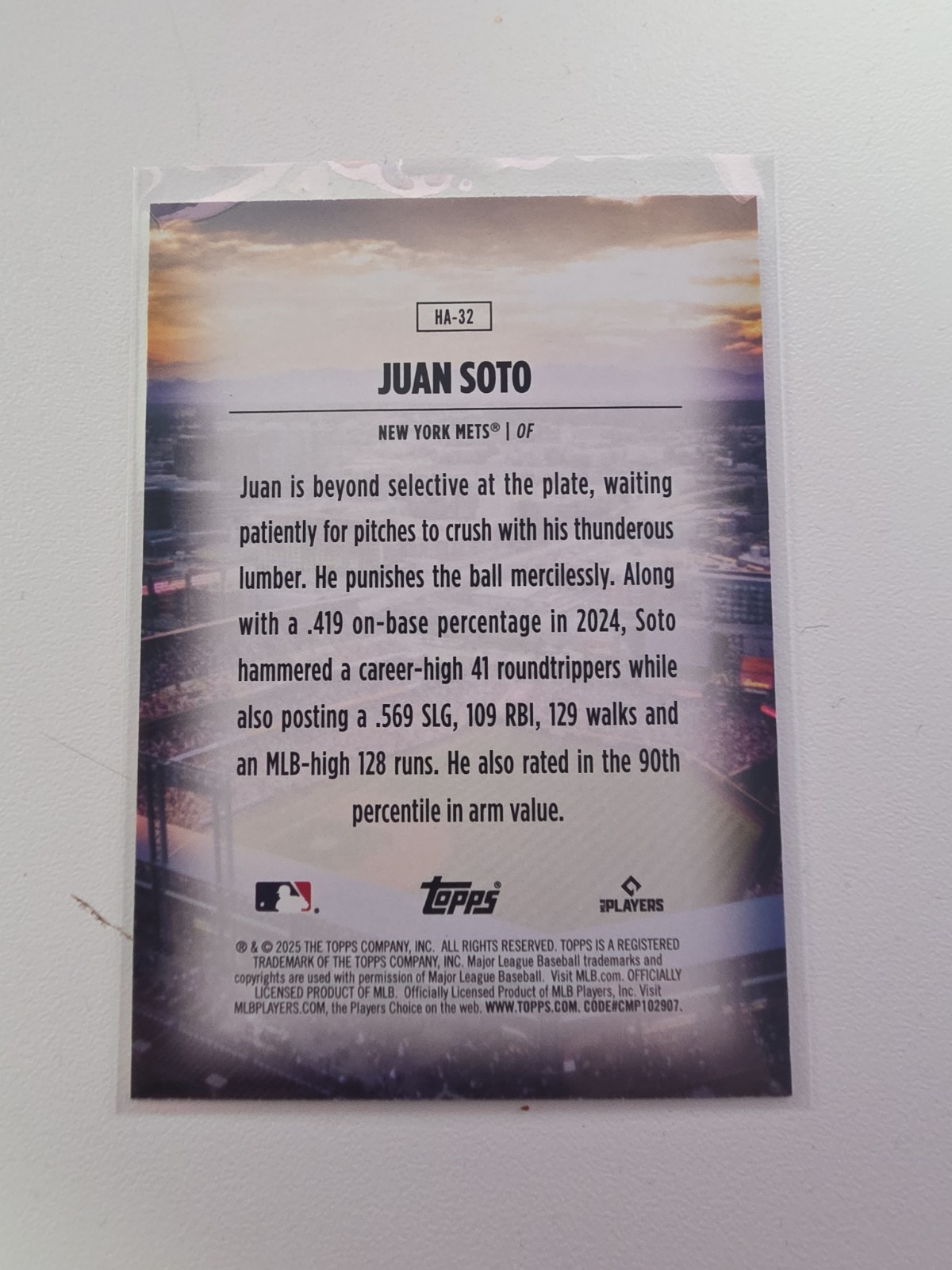 Topps Home Field Advantage HFA-12 Juan Soto New York Mets Hologram Insert