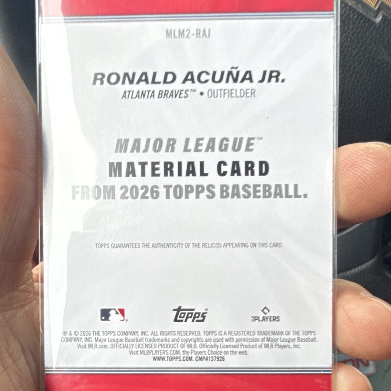 Topps 2026 Baseball Major League Material MLM2-RAJ Ronald Acuña Jr. Braves