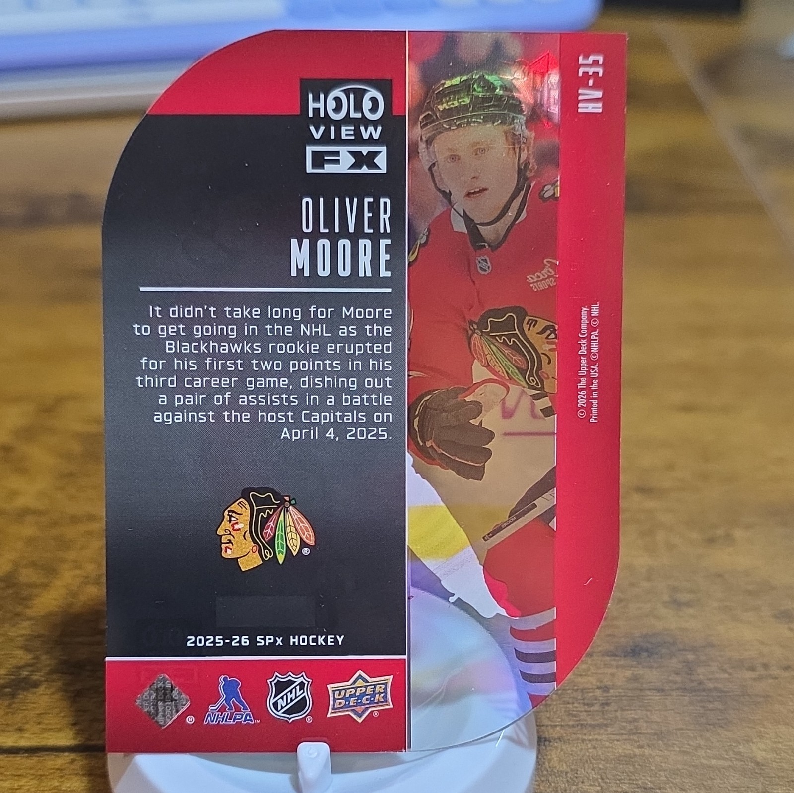 Upper Deck 2025-26 SPx Holoview FX Rookie Oliver Moore #HV-35 Blackhawks