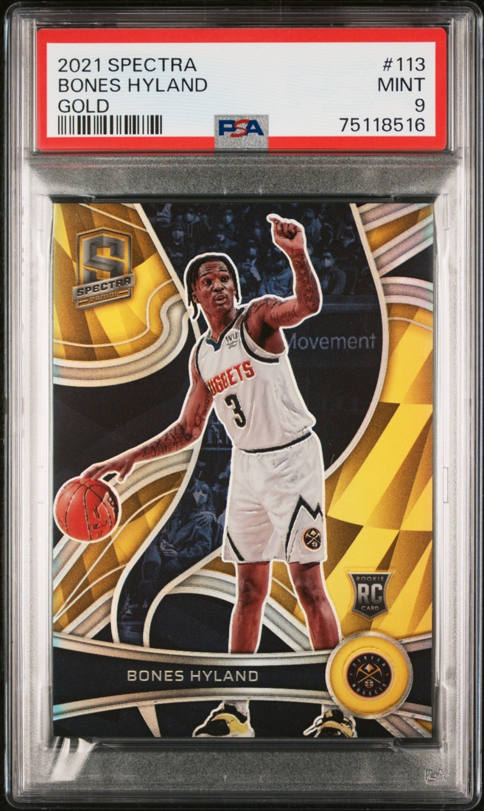 2021-22 Panini Spectra Basketball Bones Hyland #113 Rookie RC Gold /10 PSA 9