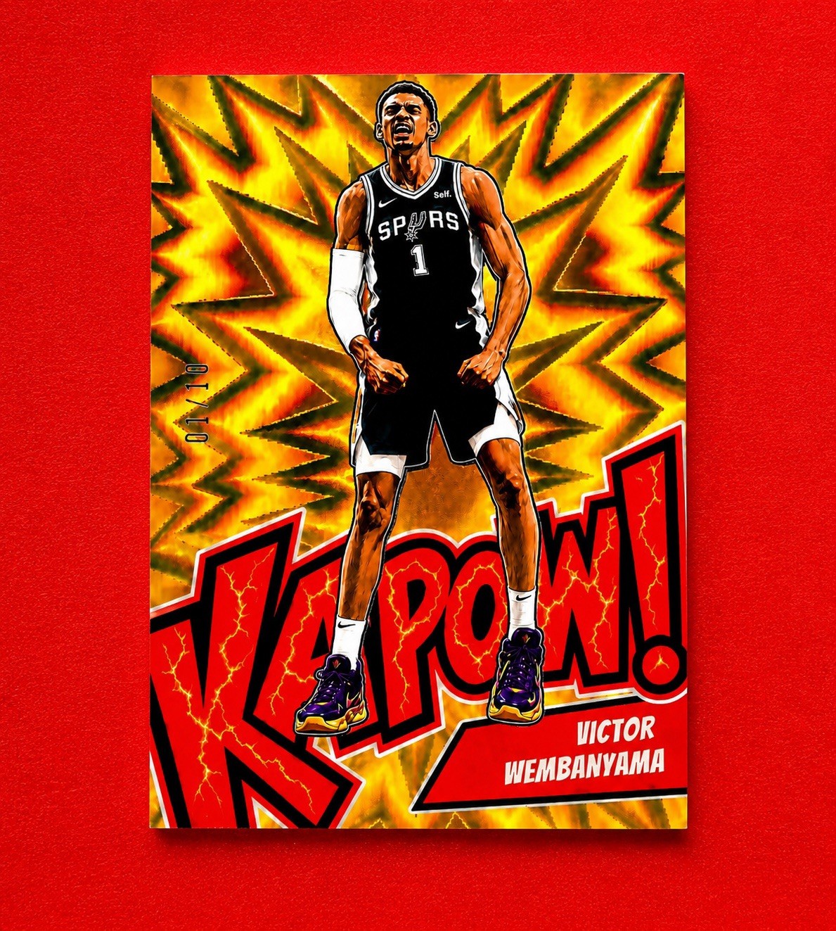 2026 Victor Wembanyama Vertical Gold Kapow Original Art Card #01/10 Spurs