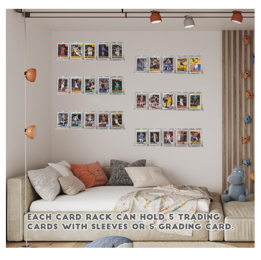 6 Pack Sport Card Display Shelf for Wall – Hold up to 30 Trading Cards, Acrylic