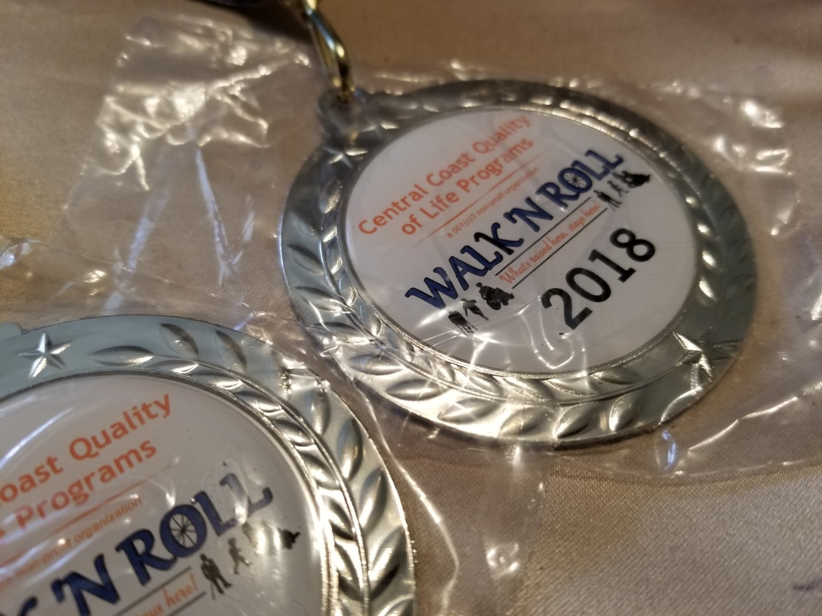 Lot of 3 Walk N Roll 2018 Central Coast Quality Of Life Medals & Ribbons R