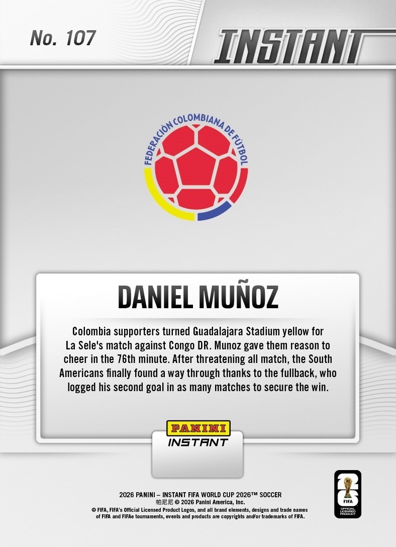 Daniel Munoz 2026 Panini Instant FIFA World Cup #107 Colombia – Presale
