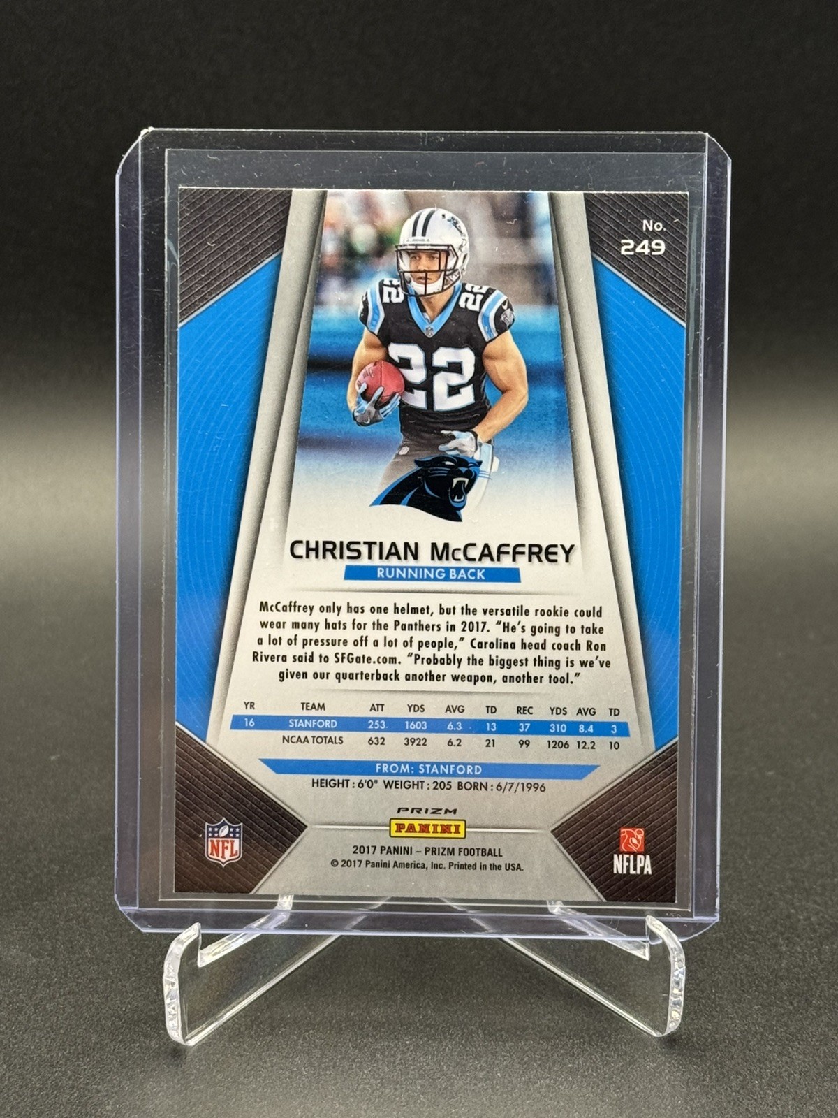 2017 Panini Prizm Christian McCaffrey Silver RC