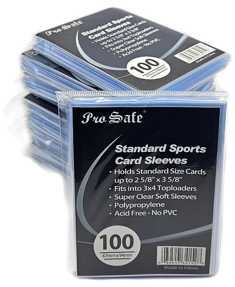 (1000-Count) Pro-Safe Standard Sports Card Sleeves – Fits Toploaders Clear Poly