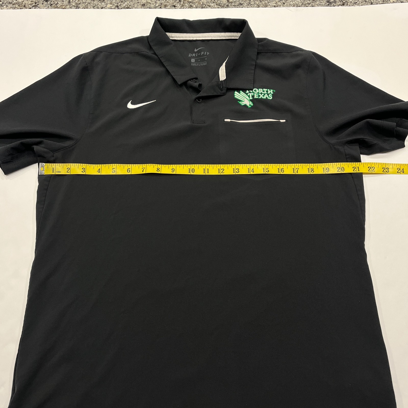 Nike Elite Coach Polo Shirt Mens Medium Black UNT North Texas Mean Green ZA04812