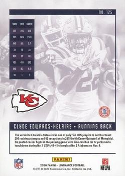 2020 Panini Luminance #125 Clyde Edwards-Helaire Rookie Luminance Auto #/299