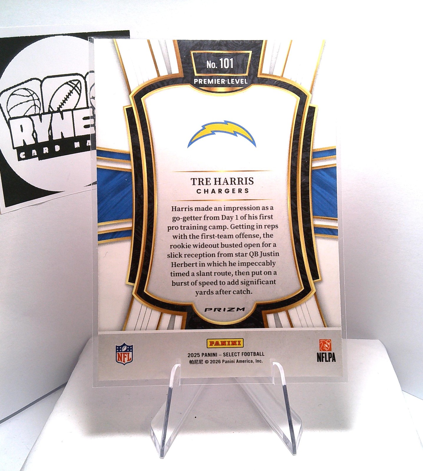 2025 Panini Select #101 Tre Harris Black and Gold Prizm Shock
