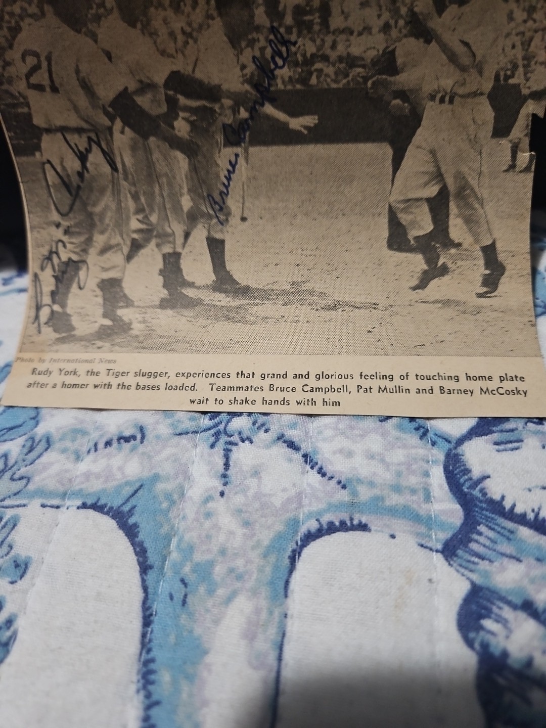 MLB Bruce Campbell & Barney McCosky Signed 1940 Newspaper Photo 5 x 4 1/2