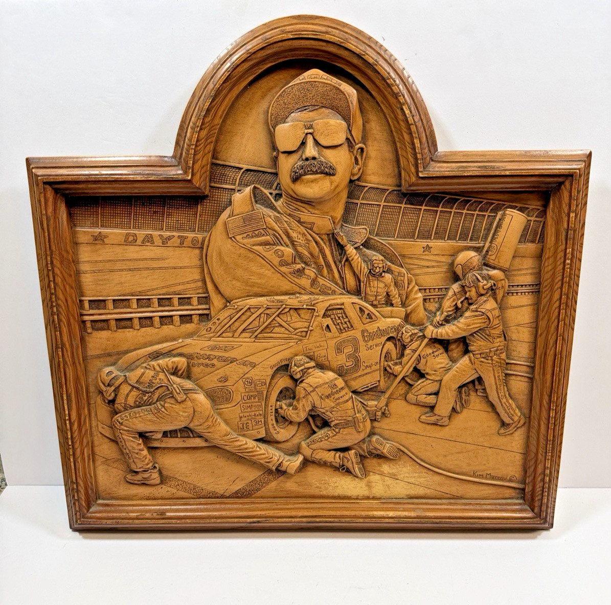 DALE EARNHARDT #3 RESIN 3D WOOD CARVING PLAQUE KIM MURRAY Hanging Picture