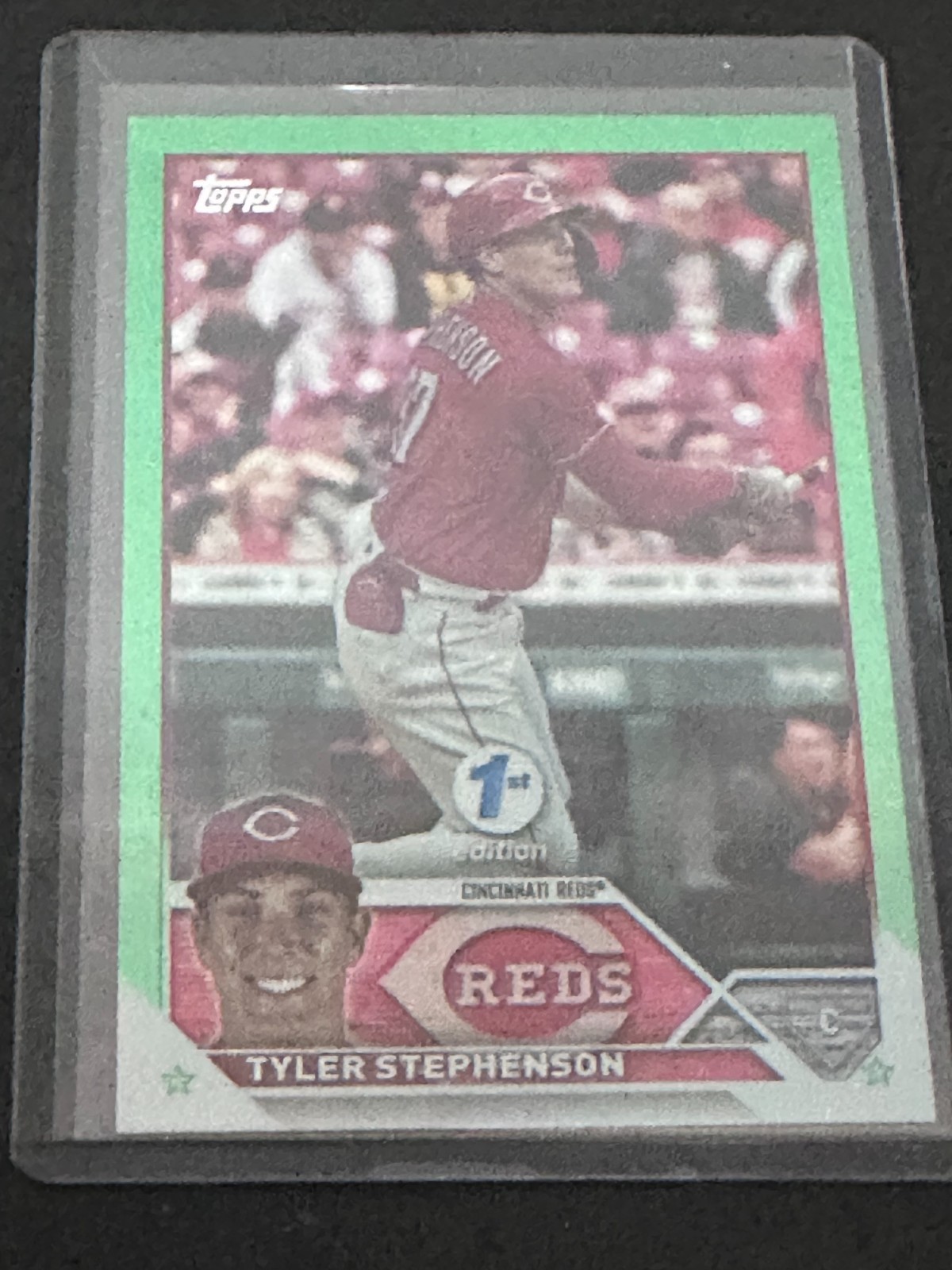2023 Topps Series 1 – 1st Edition: 166 – Tyler Stephenson: Green Foil /150