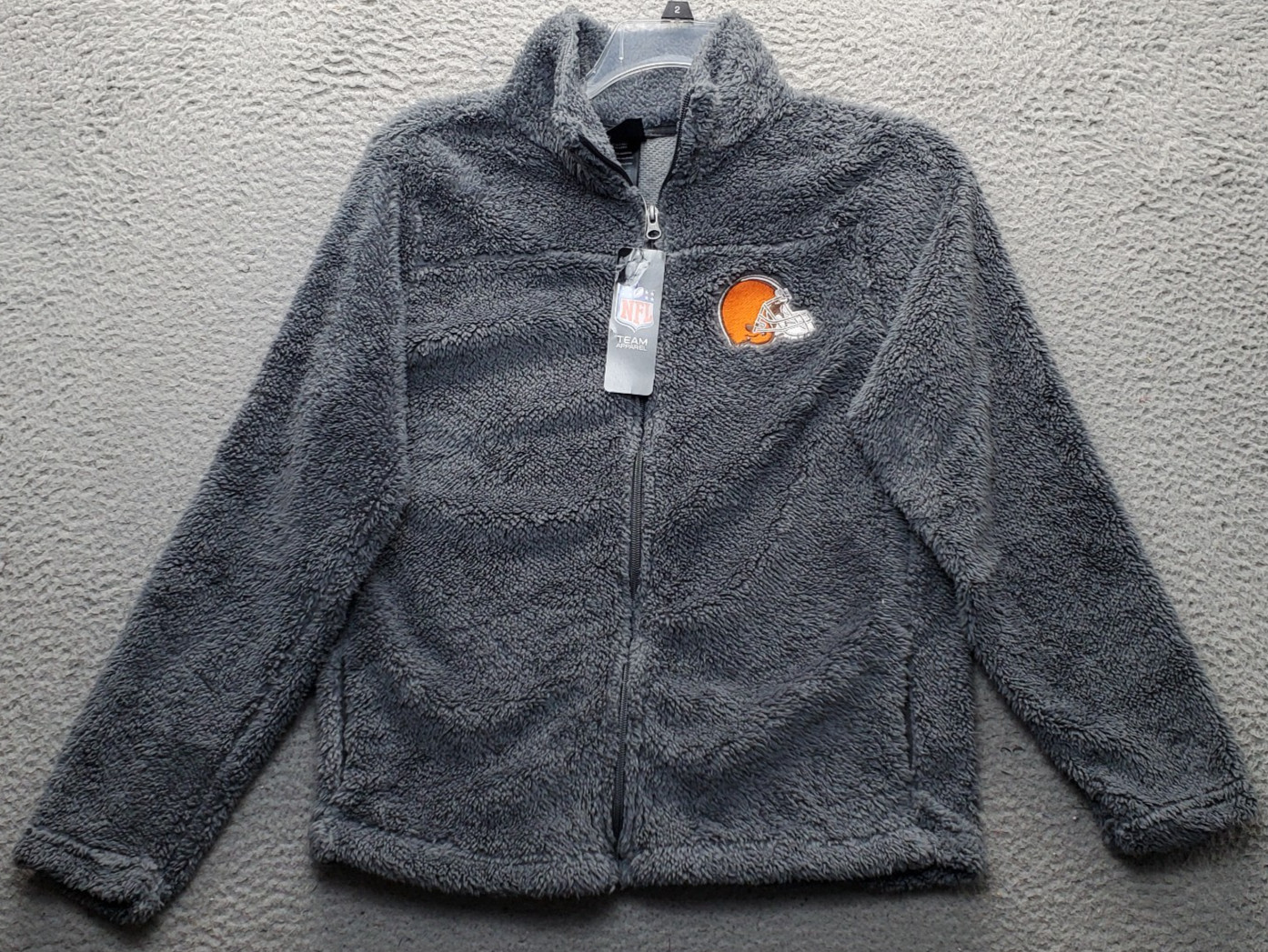 NFL Cleveland Browns Juniors Collection Fleece Jacket Football Men L Gray Zip Up