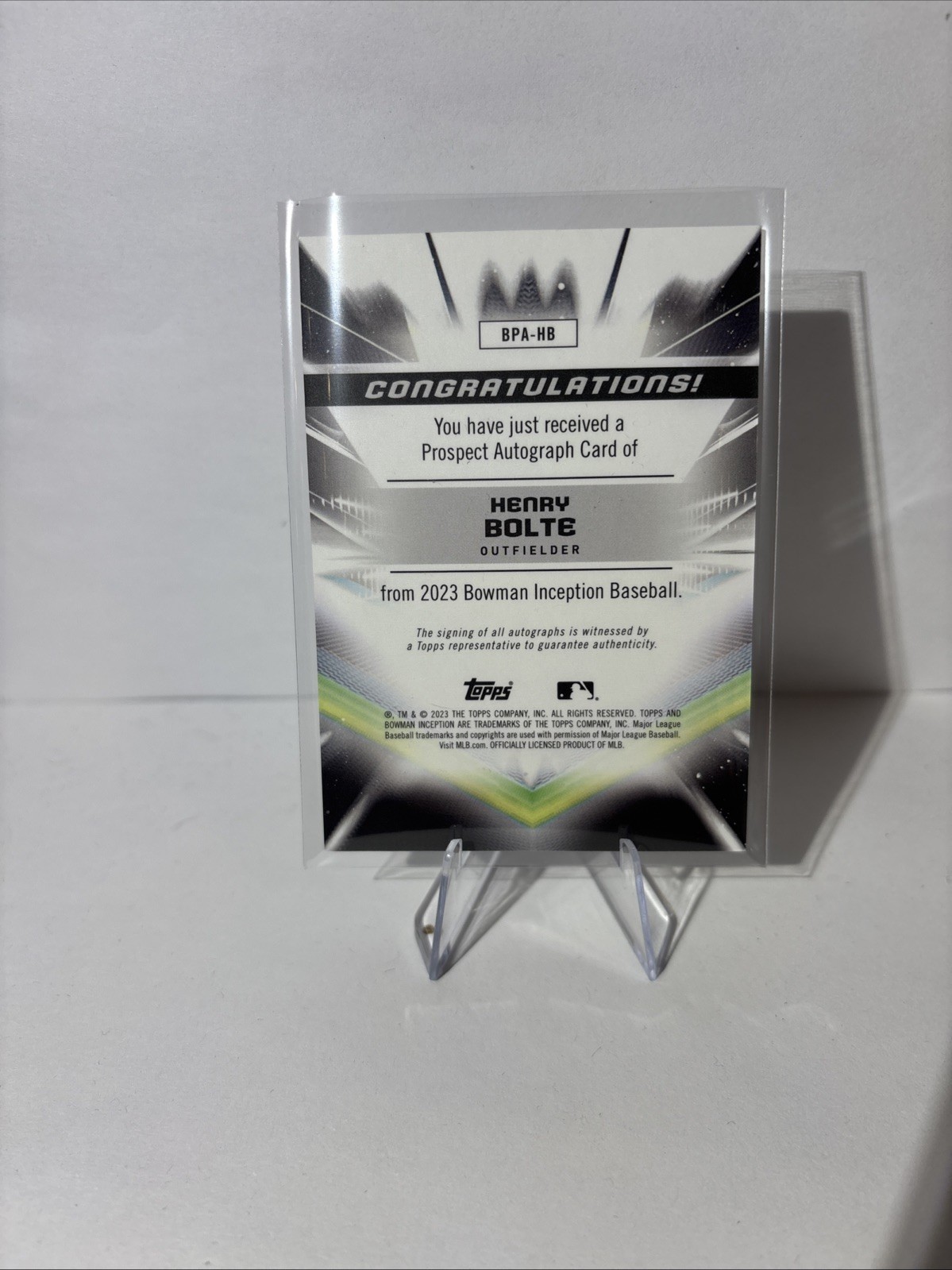 2023 Bowman Inception – Autographs Henry Bolte #BPA-HB /300 (AU, RC)