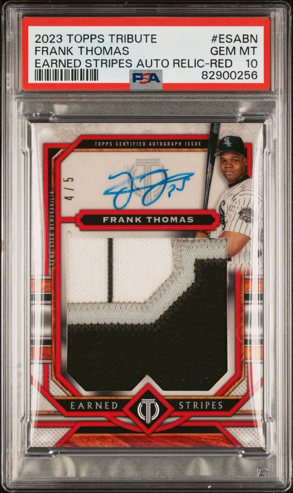 FRANK THOMAS /5 PSA 10 POP 1 – 2023 Topps Tribute Earned Stripes Auto Relic HOF