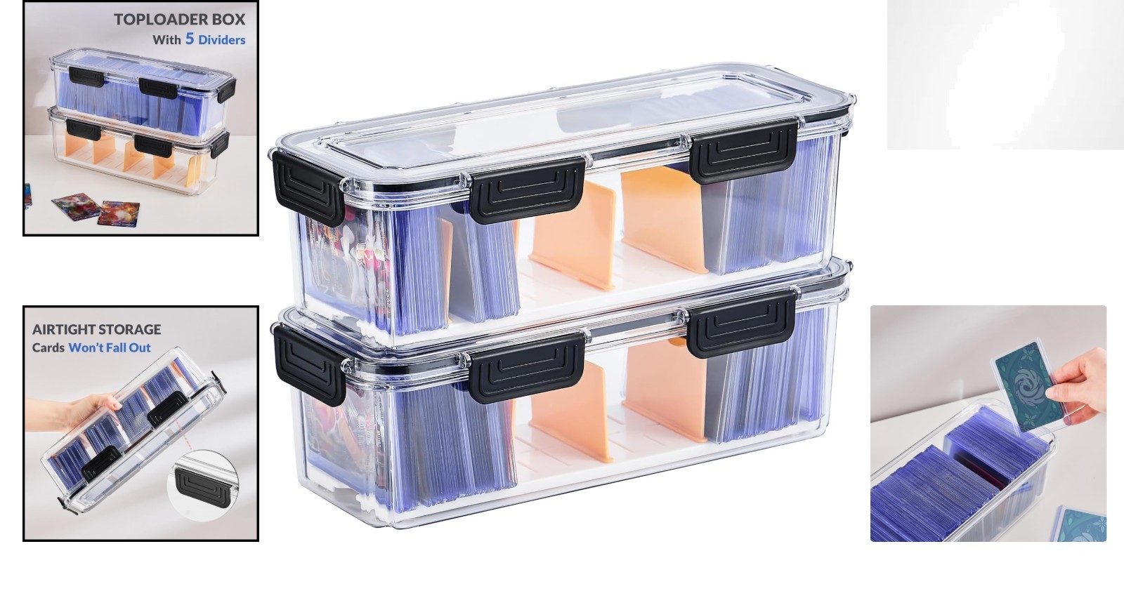 Airtight Trading Card Storage Box with 5 Dividers – Holds 330 Toploaders