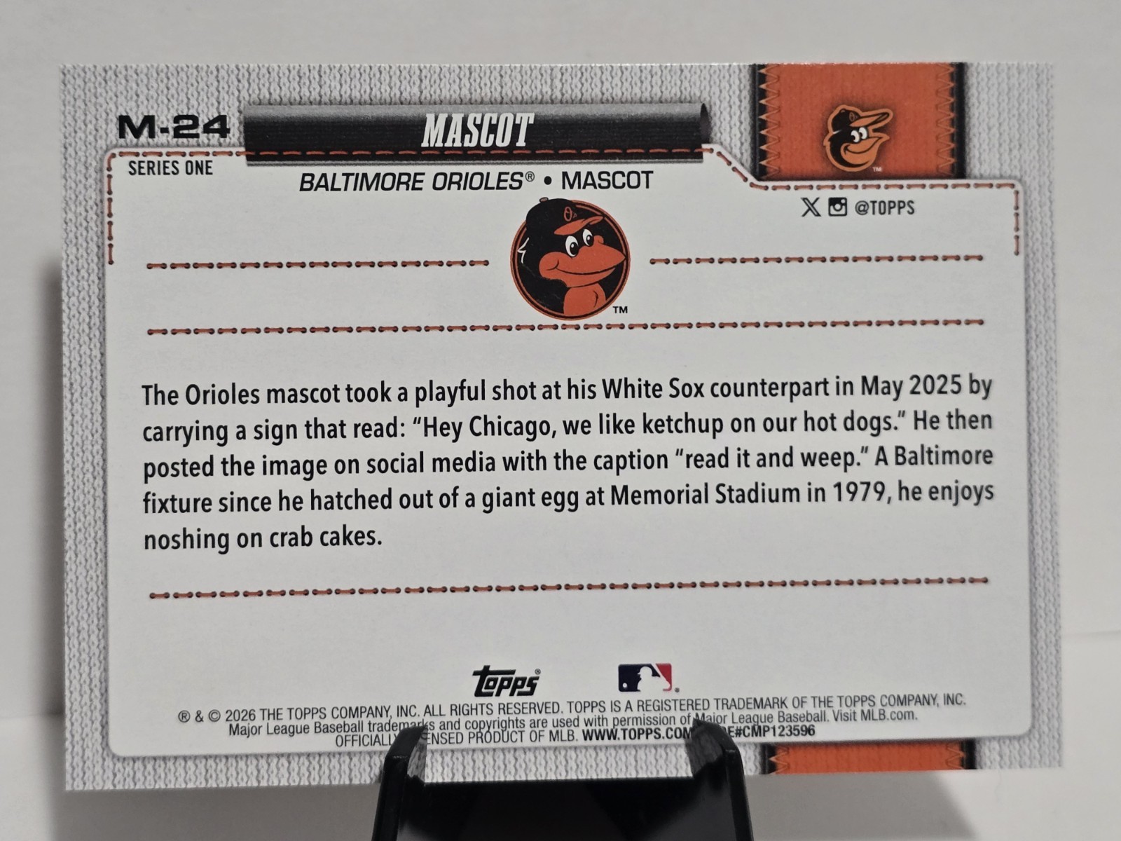 2026 Topps Series 1 – Celebrations Mascot – M-1 to M-30 Baseball Orioles