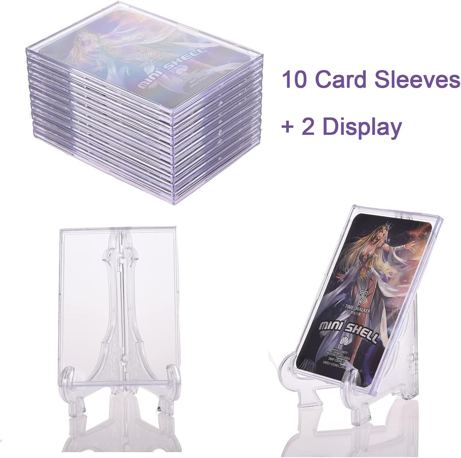Trading Card Sleeves Hard Plastic Clear Case Holder 10 Baseball Cards Topload +