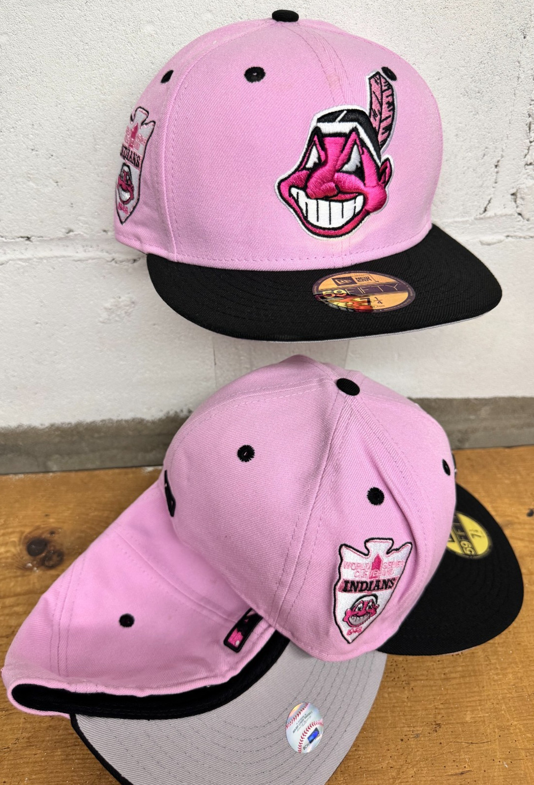Cleveland Indians Wahoo New Era Fitted Club 59Fifty Hat Custom NEW PINK