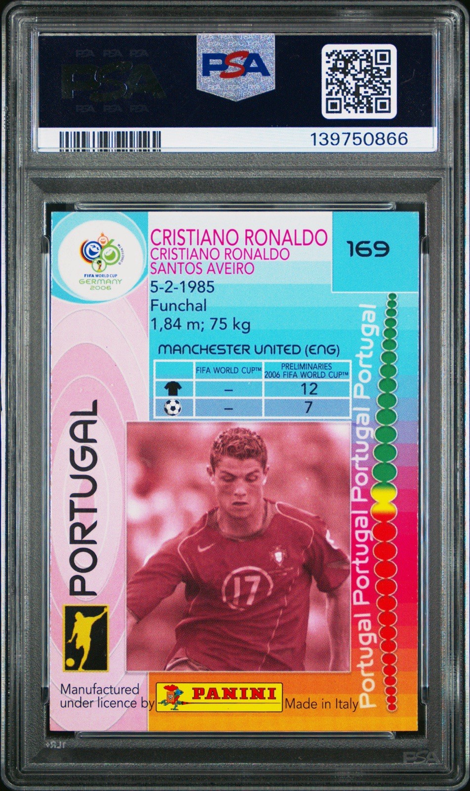 2006 Panini FIFA World Cup Germany – Cristiano Ronaldo #169 PSA 7 (FIRST WC)