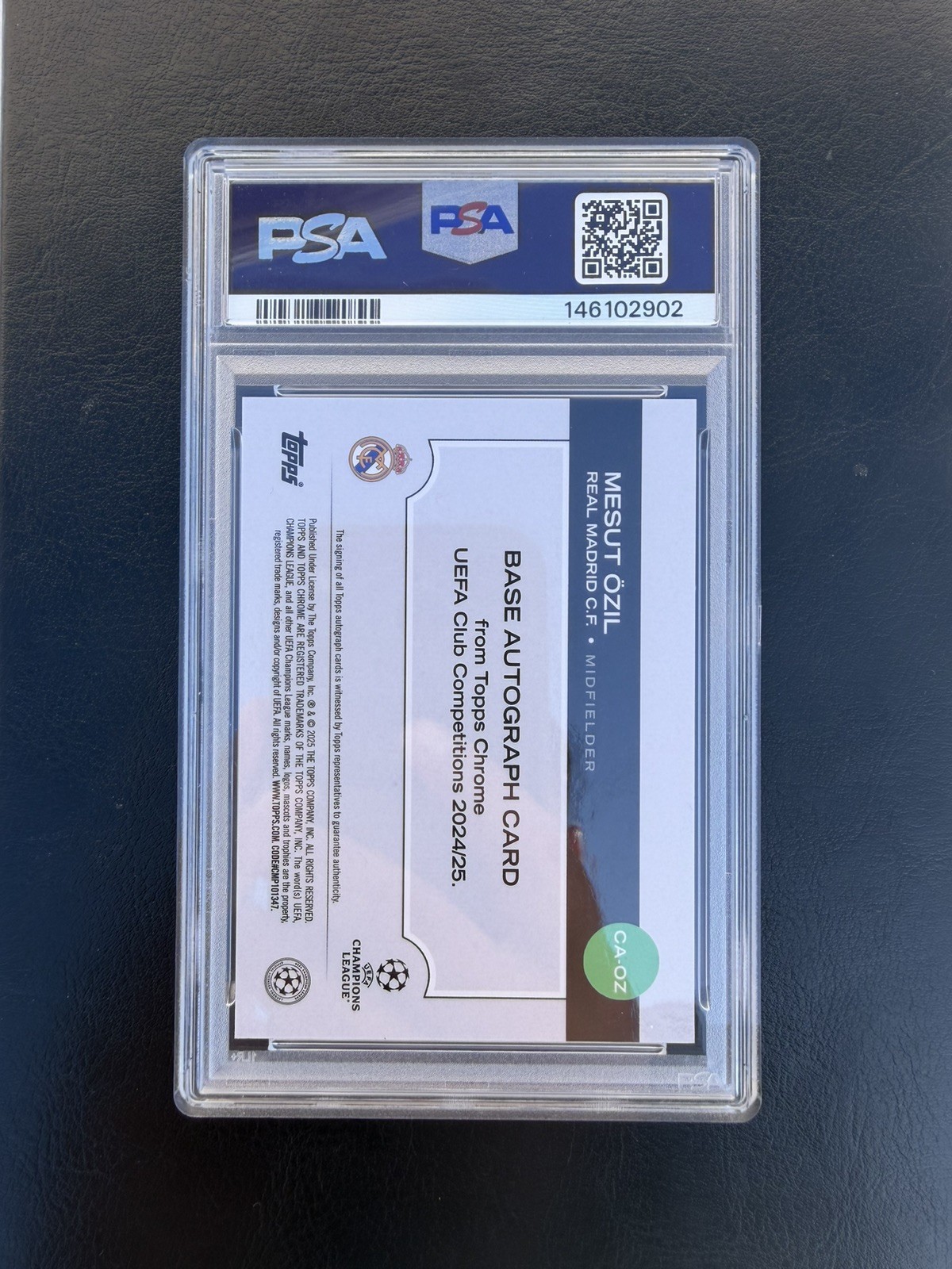2024-25 TOPPS CHROME UCC AUTO GOLD REFRACTOR #OZ MESUT OZIL 11/50 PSA 9 POP 2