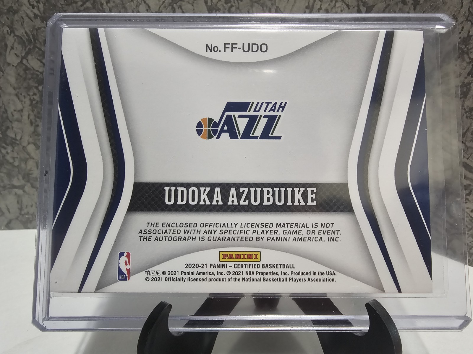 Panini 2020-21 Certified Udoka Azubuike RC Auto Jersey #FF-UDO