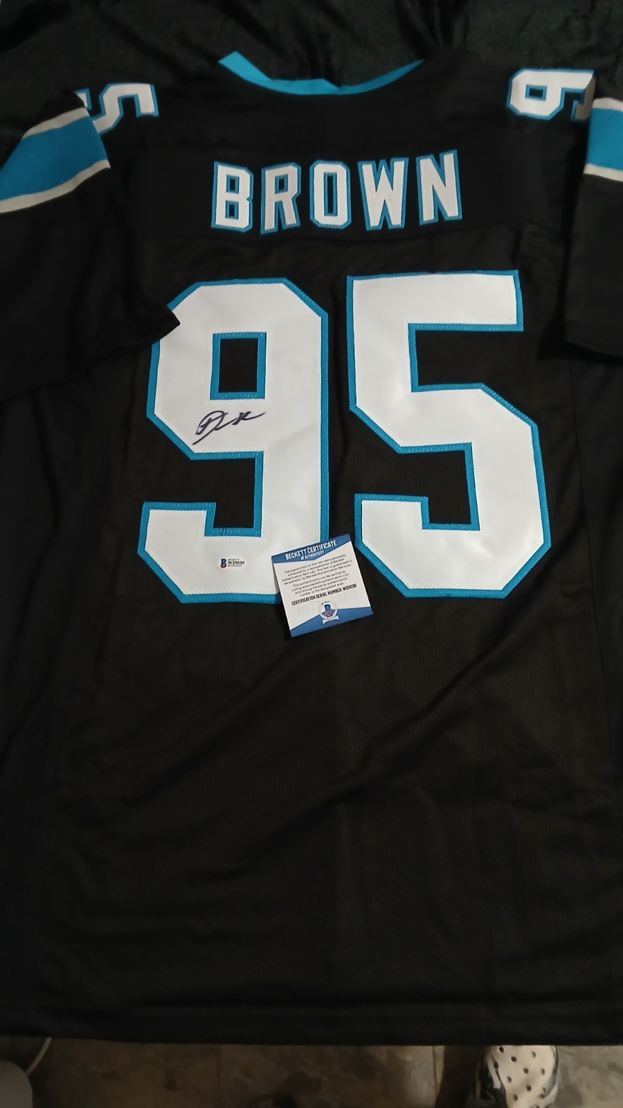 Autographed Derrick Brown Panthers Jersey With COA