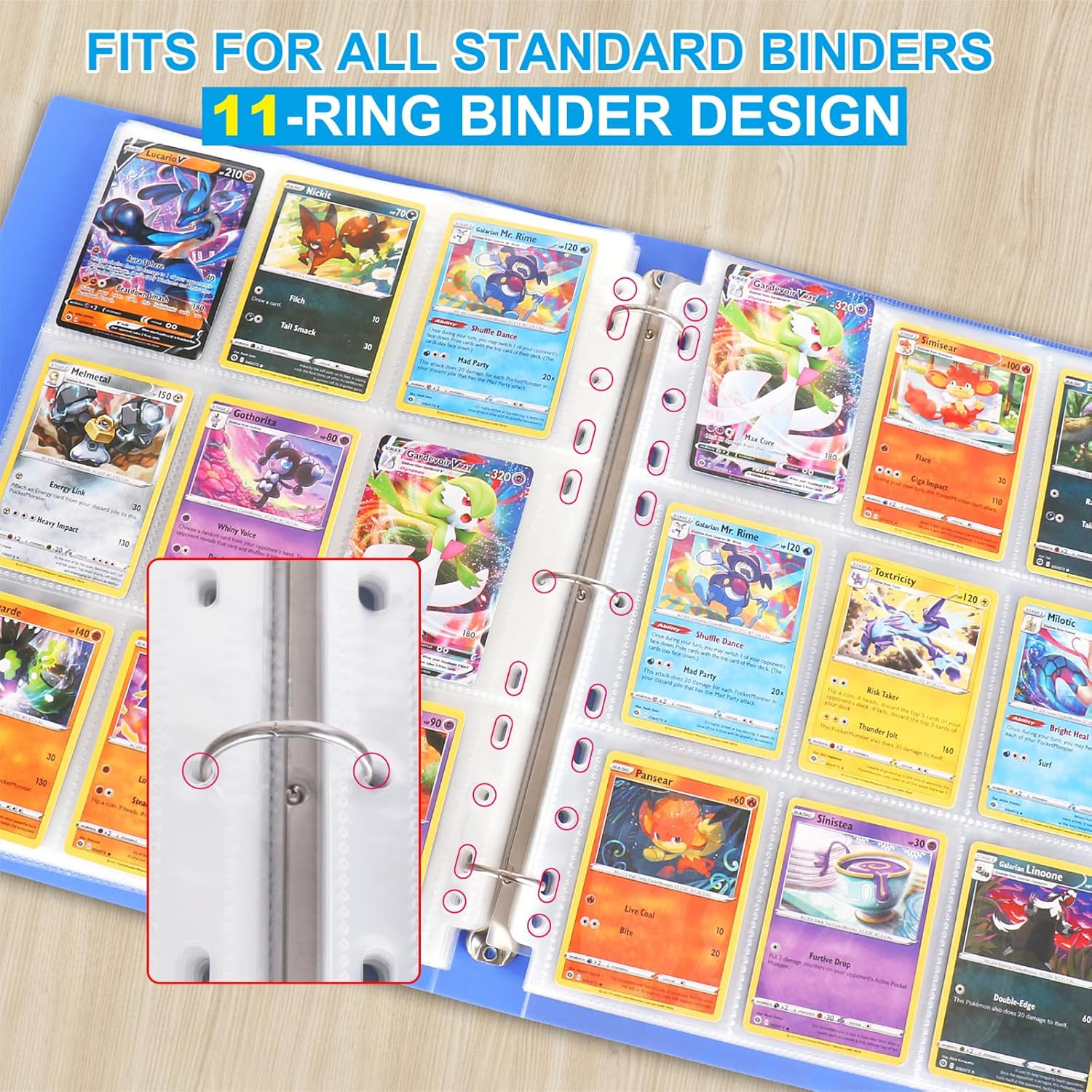 540 Pockets Double-Sided Trading Card Pages Sleeves 9-Pocket Clear Plastic Game