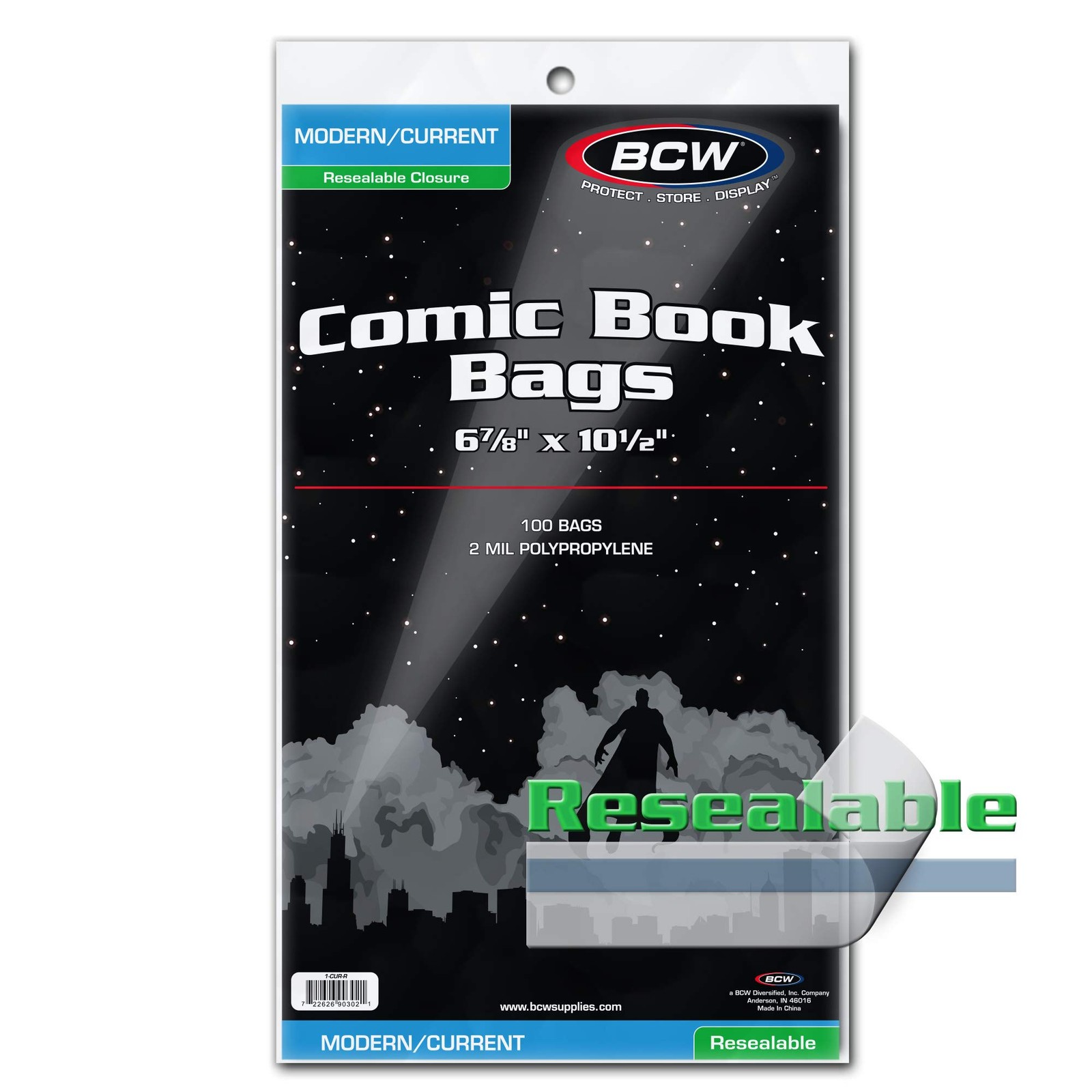 BCW Resealable Current/Modern Comic Bags – 100 100 Count ( Pack of 1), Clear