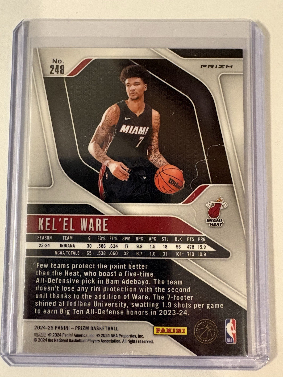 2024-25 Panini Prizm – Kel’el Ware #248 Silver Prizm (RC) Rookie