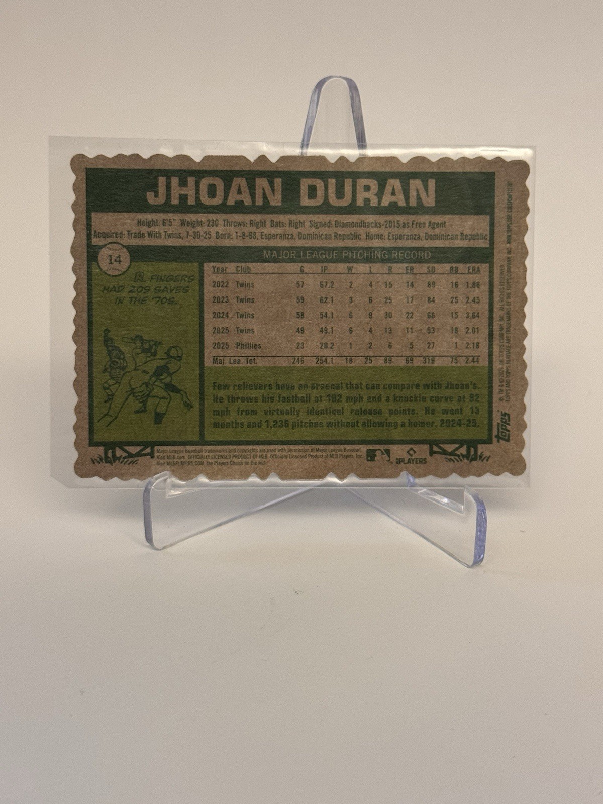 2026 Topps Heritage #14 JHOAN DURAN Deckle Edge SP Variation – Phillies