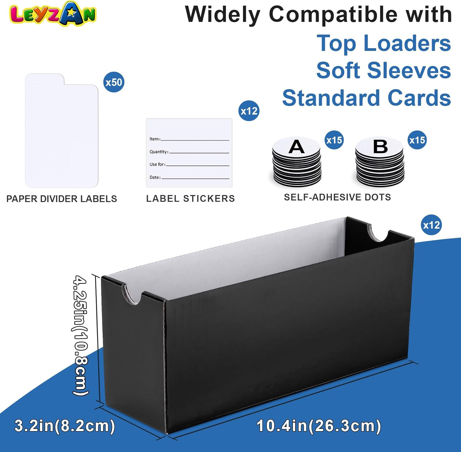 Trading Card Storage Box 12 Drawers Cardboard Organizer with Dividers for Top Lo