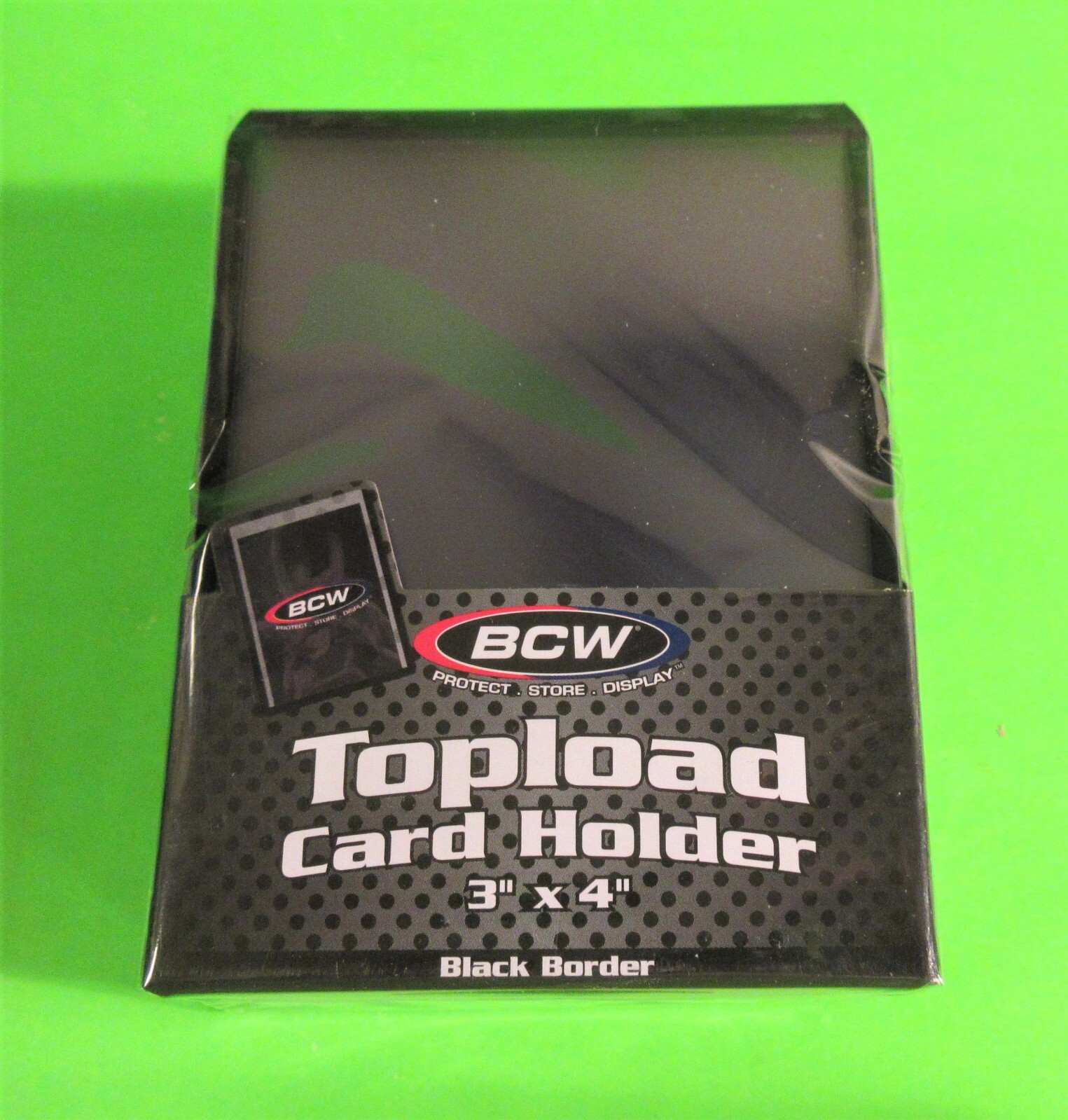 25 TOPLOAD CARD HOLDERS -BLACK BORDER, FOR TRADING CARDS,12M 3 X 4 RIGID PLASTIC