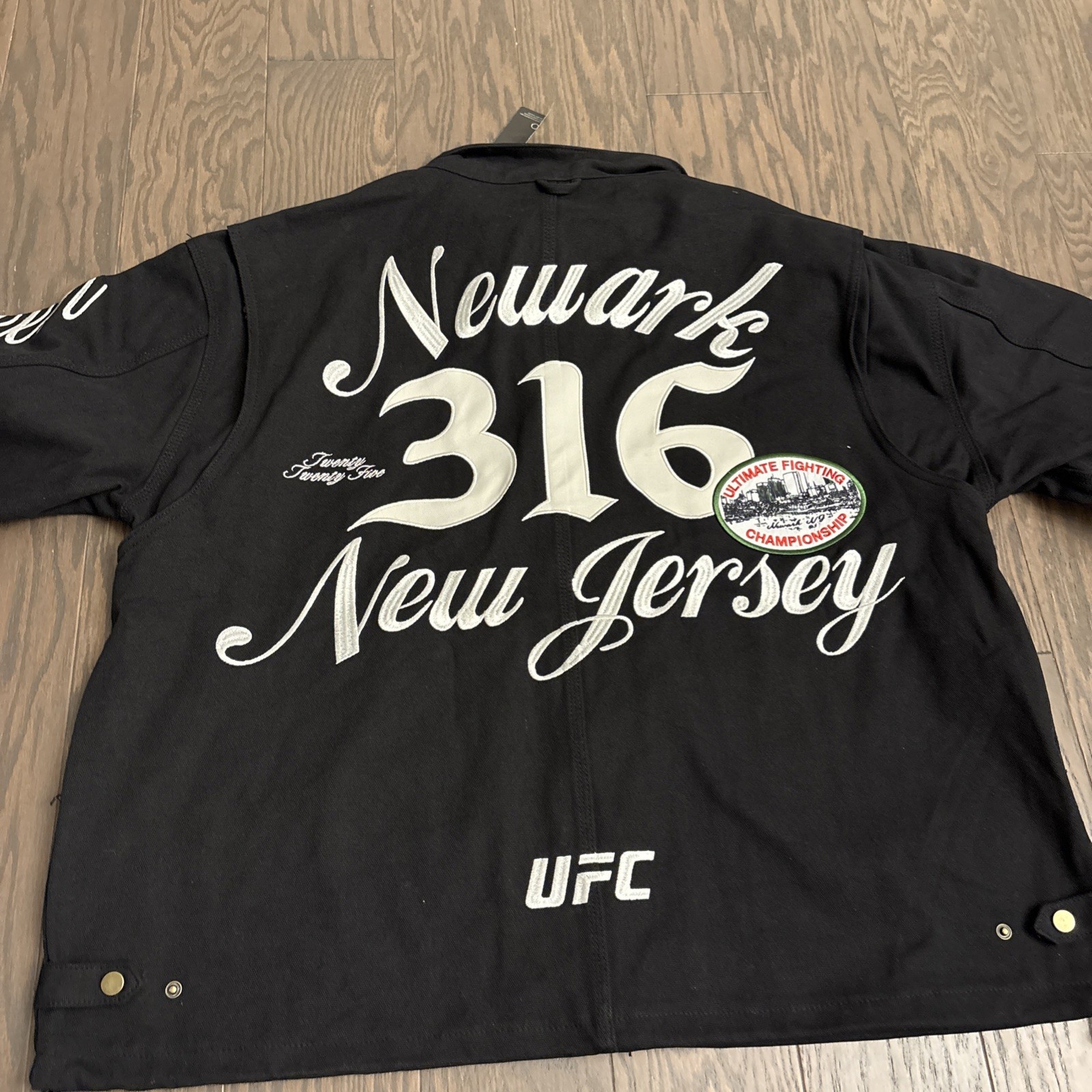 NWT UFC 316 Newark NJ Canvas Black Jacket Mens 2XL Embroidered/Patches Limited