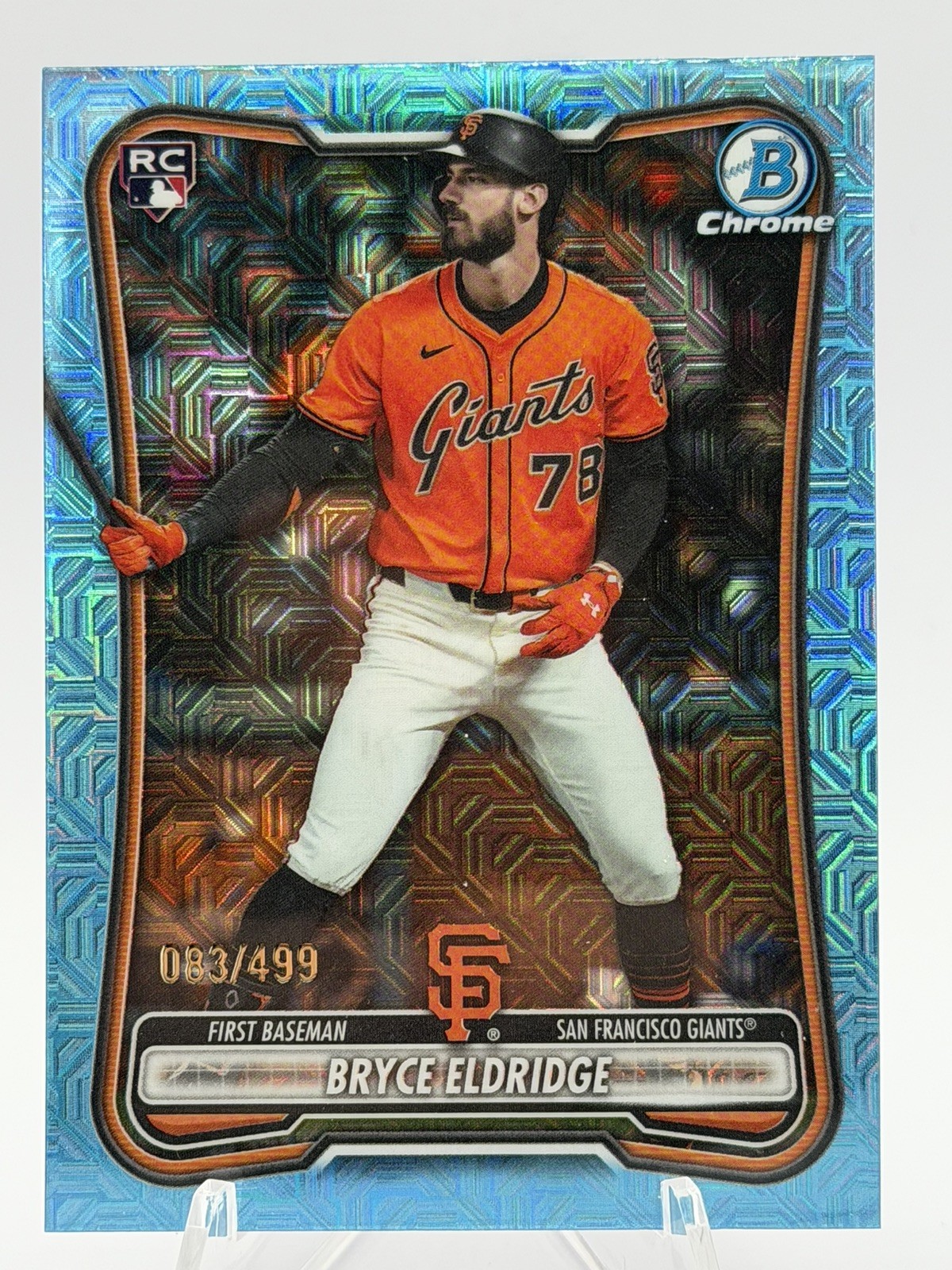 2026 Topps Bowman Chrome Bryce Eldridge Sky Blue Mojo /499 SF Giants Card #58