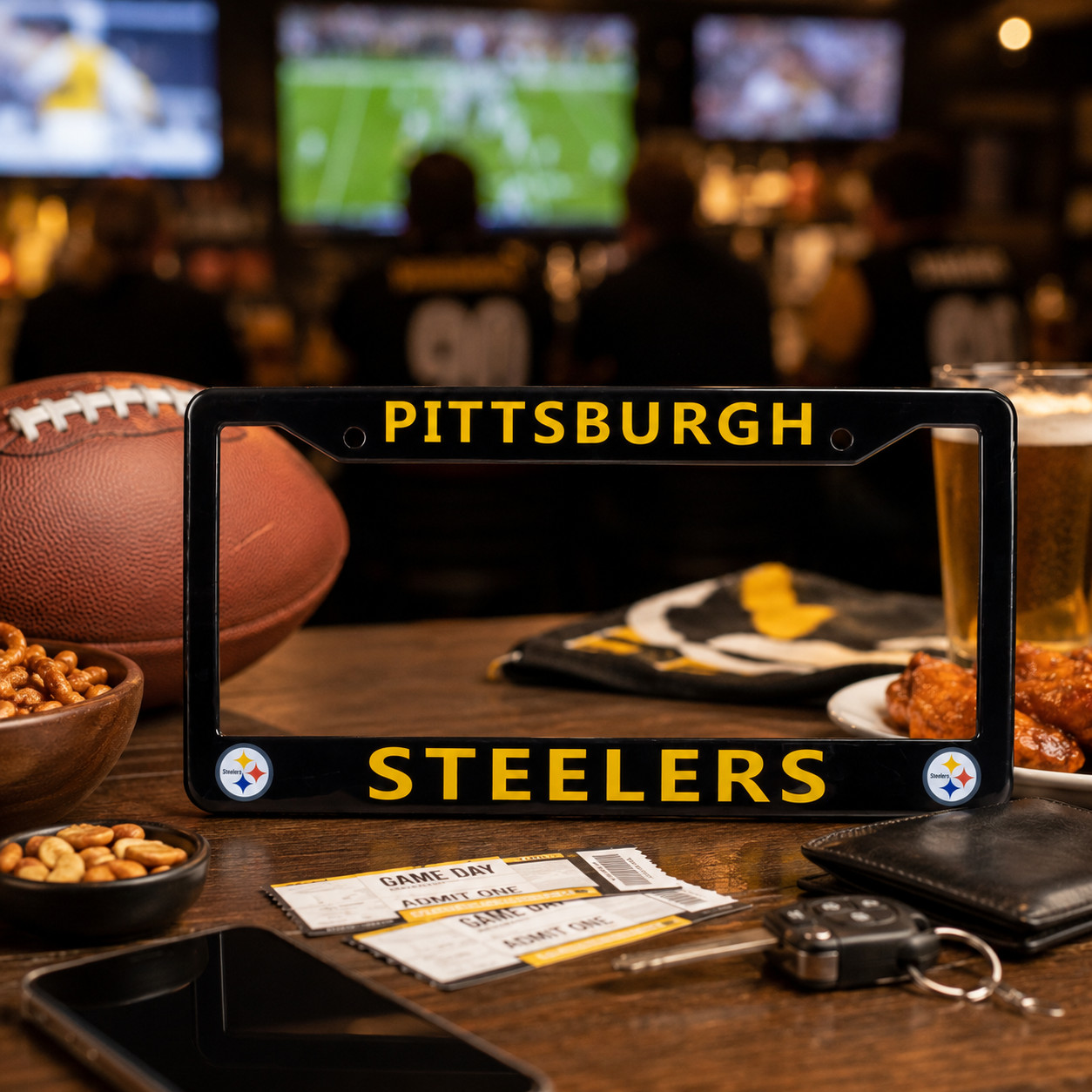 Pittsburgh Steelers License Plate Frame Cover – Black – EliteAuto3K