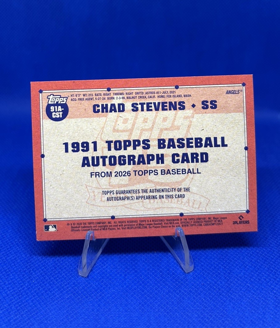 2026 Topps Series 1 – 1991 Topps Baseball Autographs Chad Stevens #91A-CST RC