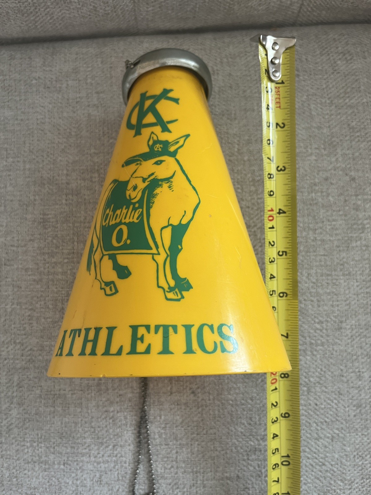 Vintage 1960’s MLB Kansas City Athletics “Charlie O” Mascot Megaphone – Yellow