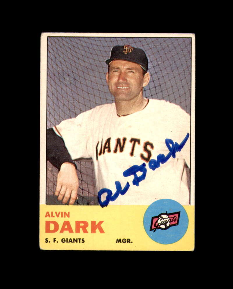 Al Dark Signed Authentic 1963 Topps San Francisco Giants Autograph