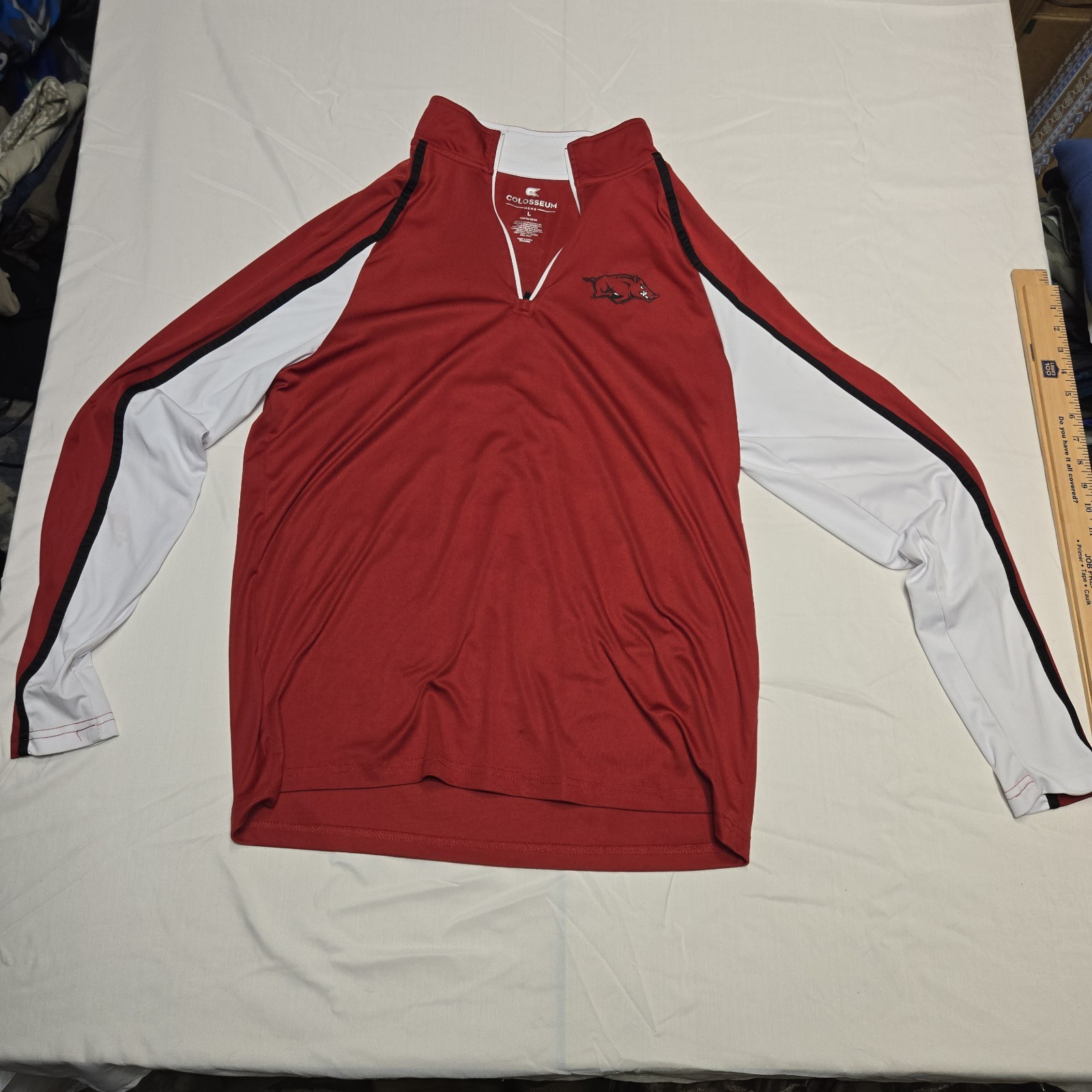 University of Arkansas Razorbacks Long Sleeve 1/4 Zip Pullover Jacket L See Pics