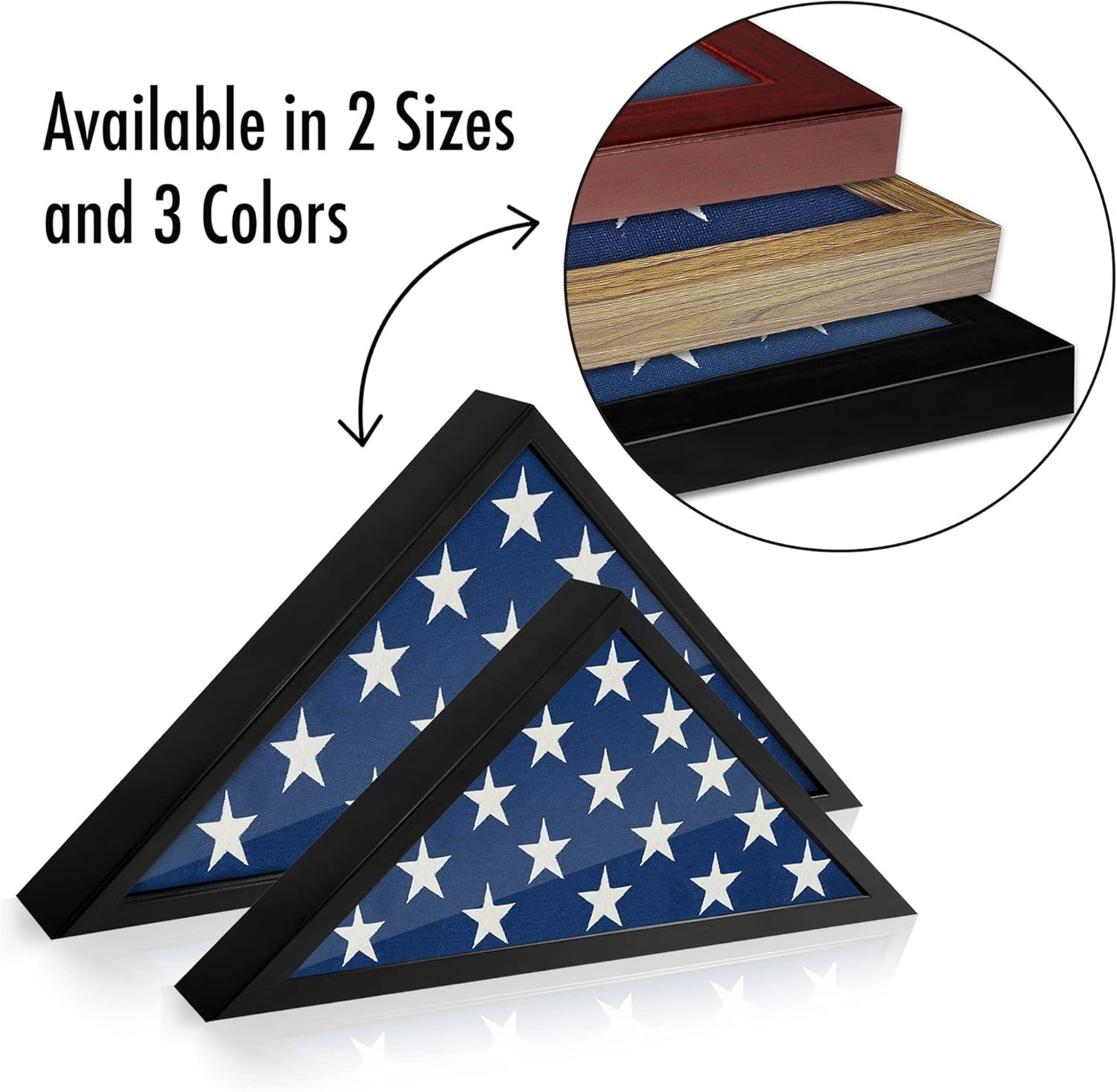 Flag Display Case for 3×5′ Folded Flags – Engineered Wood with Triangular Shape