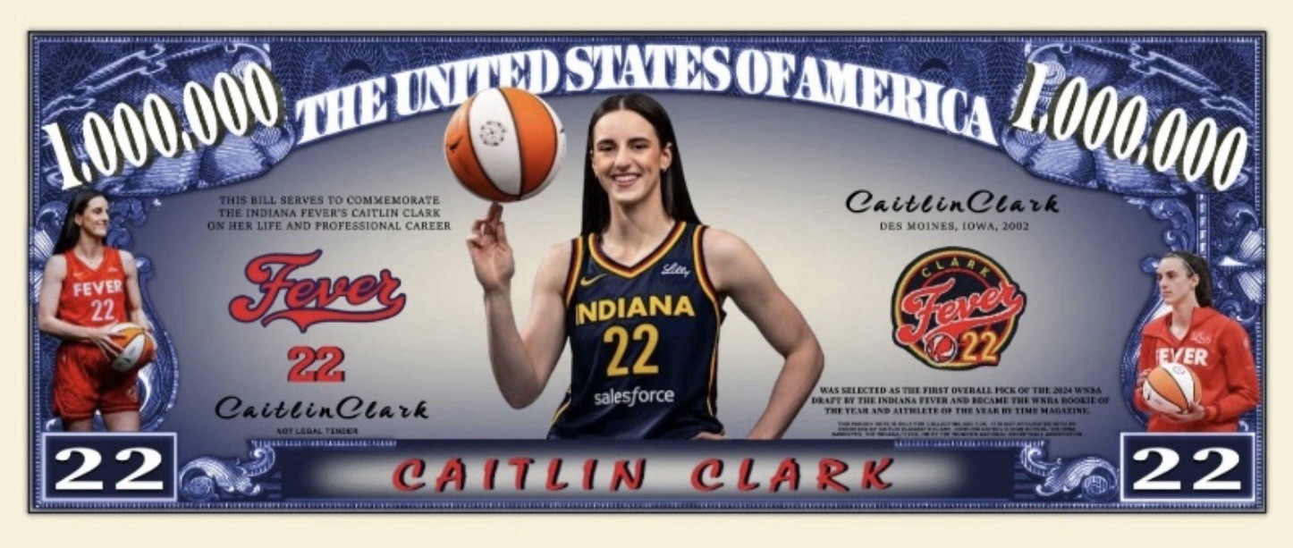 Pack of 5 Caitlin Clark WNBA 1 Million Dollars Collectible Novelty Money