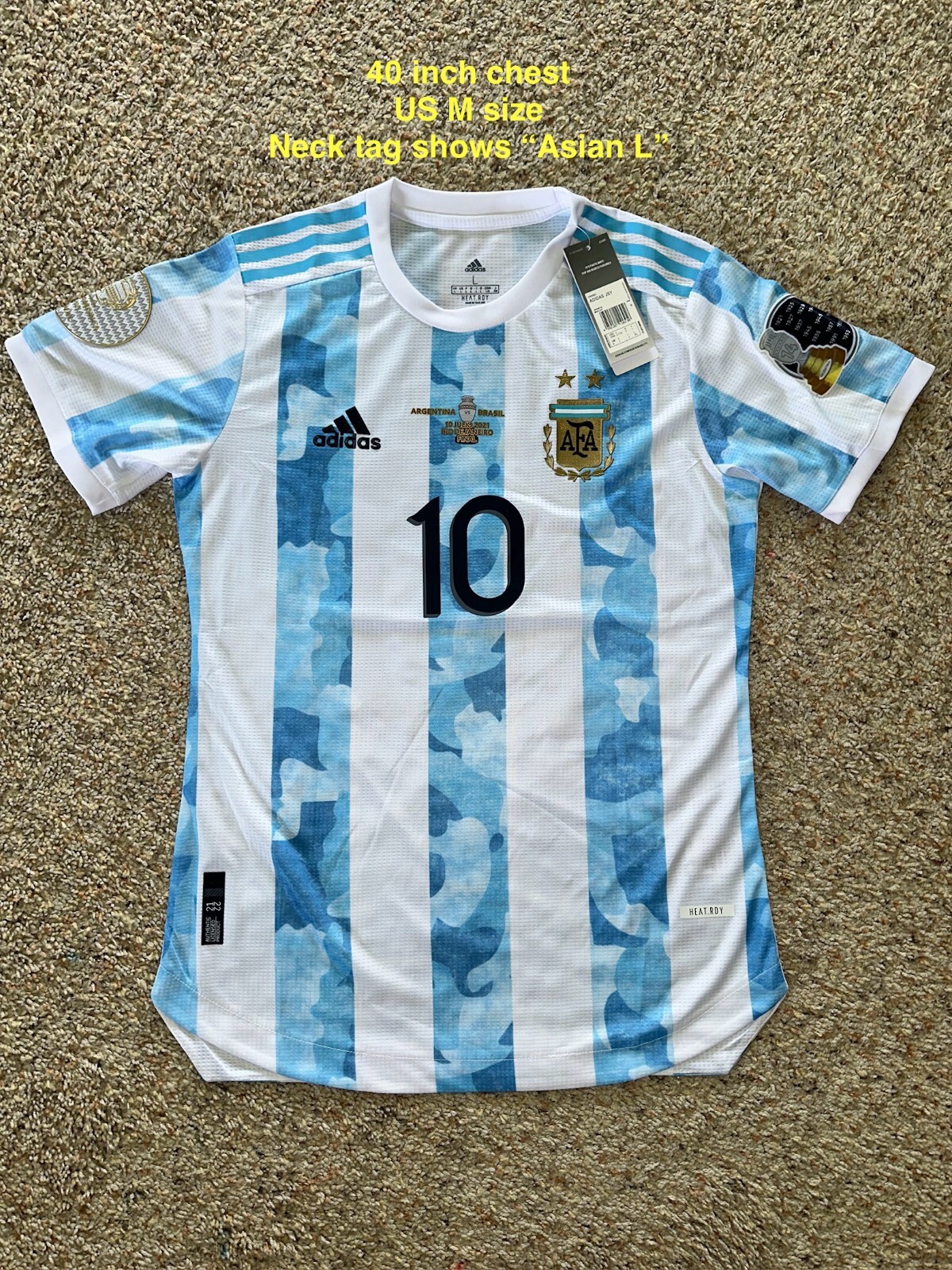 BNWT Argentina 2021 Copa America Final Player Issue #10 Messi shirt “US M”