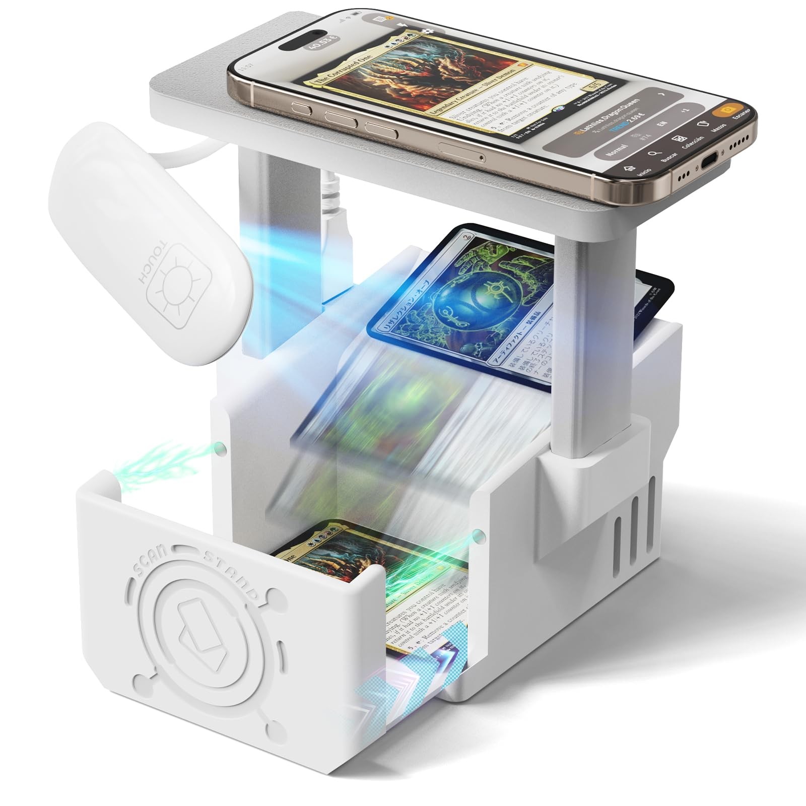 Card Scanner Pro for Trading Cards – MTG & TCG Card Scanner Stand with LED Light