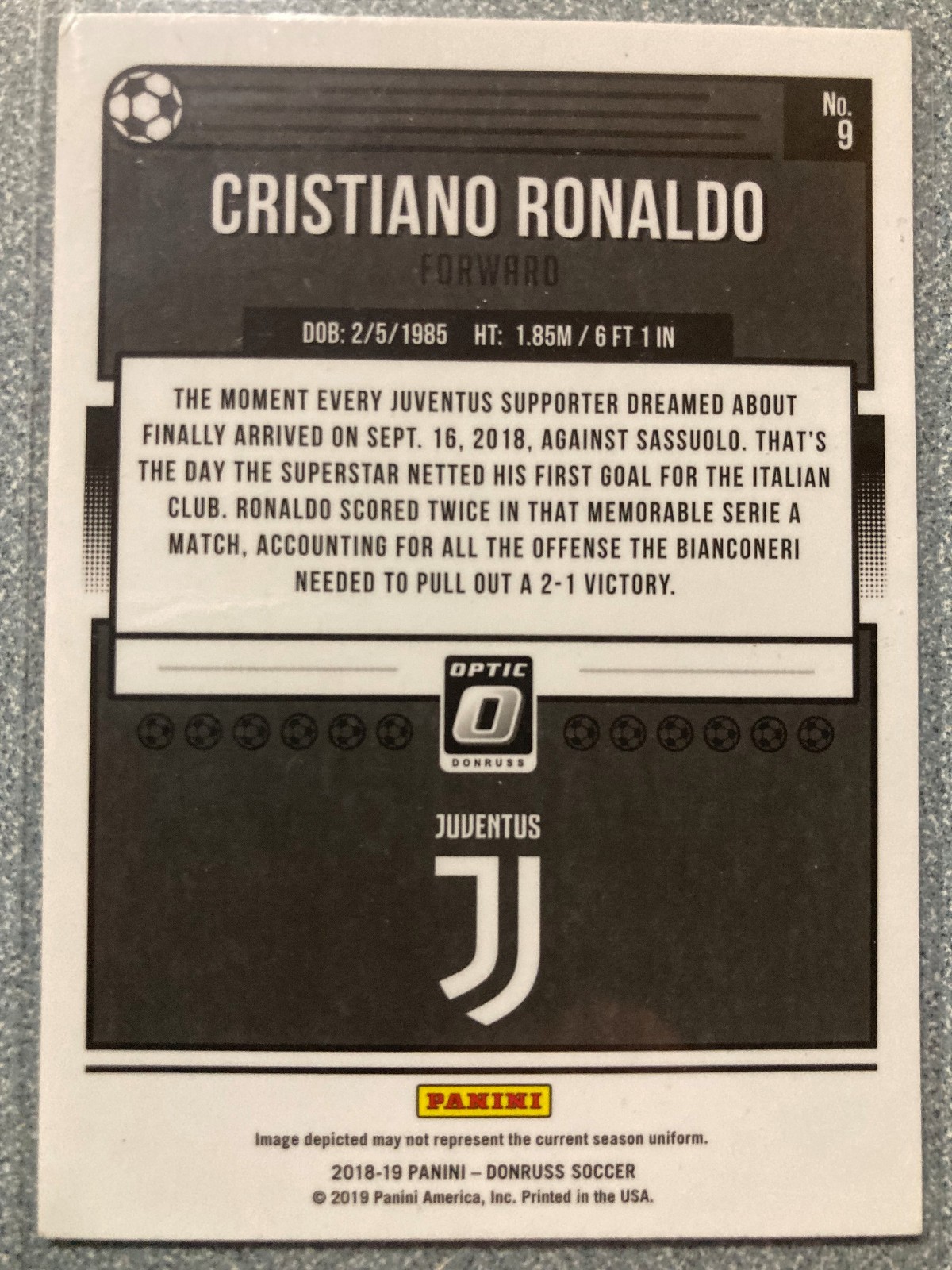 CHRISTIANO RONALDO – 2018-19 DONRUSS OPTIC #9 JUVENTUS 2026 FIFA WORLD CUP